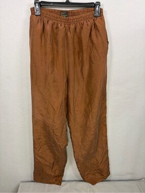Vintage 90s River Edge 100% Silk Track Pants - Metallic Bronze